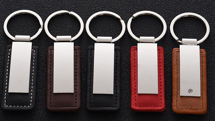 Leather and metal keychains